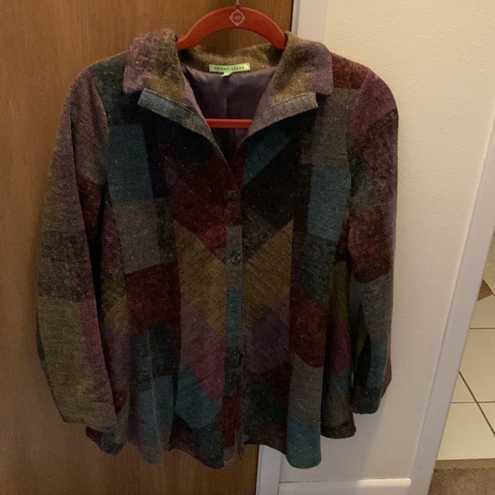 TRISHA TYLER Long Sleeve Abstract Pocketed Button Down Tunic Shirt—SZ. Small